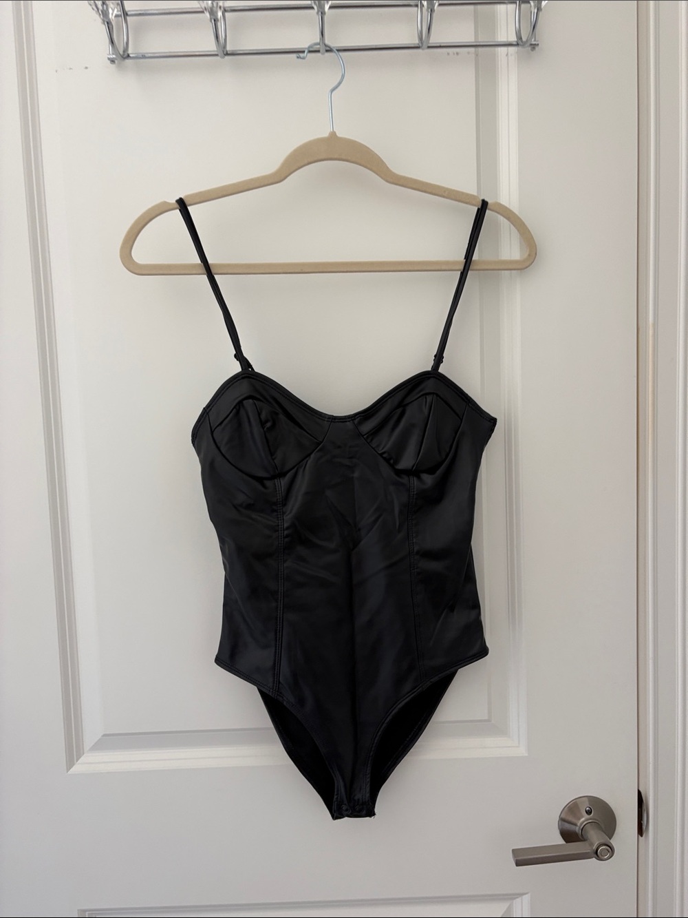 Women’s Black Vegan Leather Bodysuit
